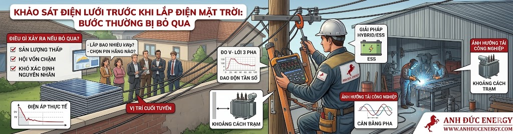 Khảo sát điện lưới trước khi lắp điện mặt trời: Bước thường bị bỏ qua