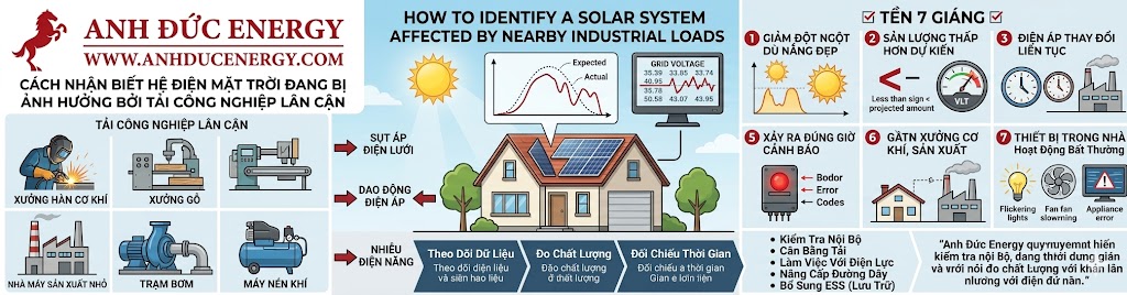 Cách nhận biết hệ điện mặt trời đang bị ảnh hưởng bởi tải công nghiệp lân cận