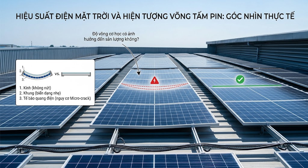 Tấm Pin Bị Võng Có Ảnh Hưởng Hiệu Suất Không? Góc Nhìn Từ Thực Tế Vận Hành Điện Mặt Trời