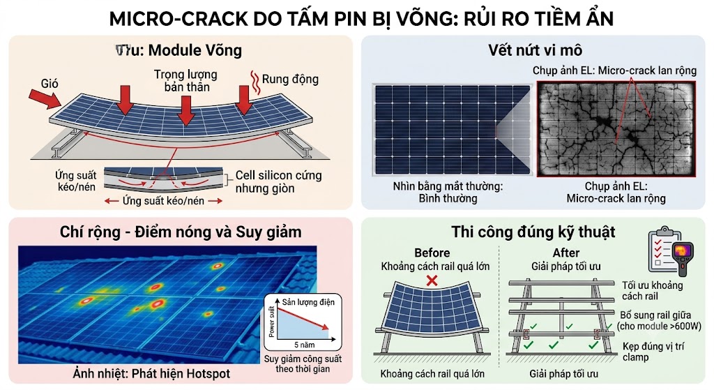 Micro-Crack Do Tấm Pin Bị Võng: Rủi Ro Tiềm Ẩn Đằng Sau Những Module Vẫn Đang Phát Điện Bình Thường
