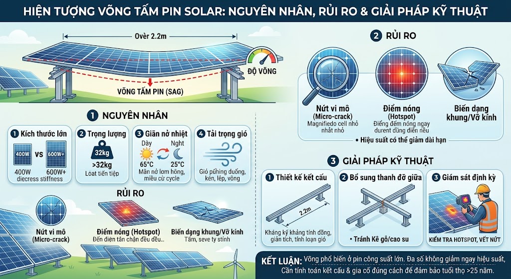 Hiện Tượng Võng Tấm Pin Solar: Nguyên Nhân, Rủi Ro Và Giải Pháp Kỹ Thuật