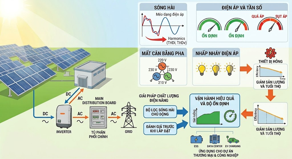 Chất Lượng Điện Năng Trong Hệ Thống Điện Mặt Trời: Yếu Tố Quyết Định Hiệu Quả Và Độ Ổn Định Vận Hành